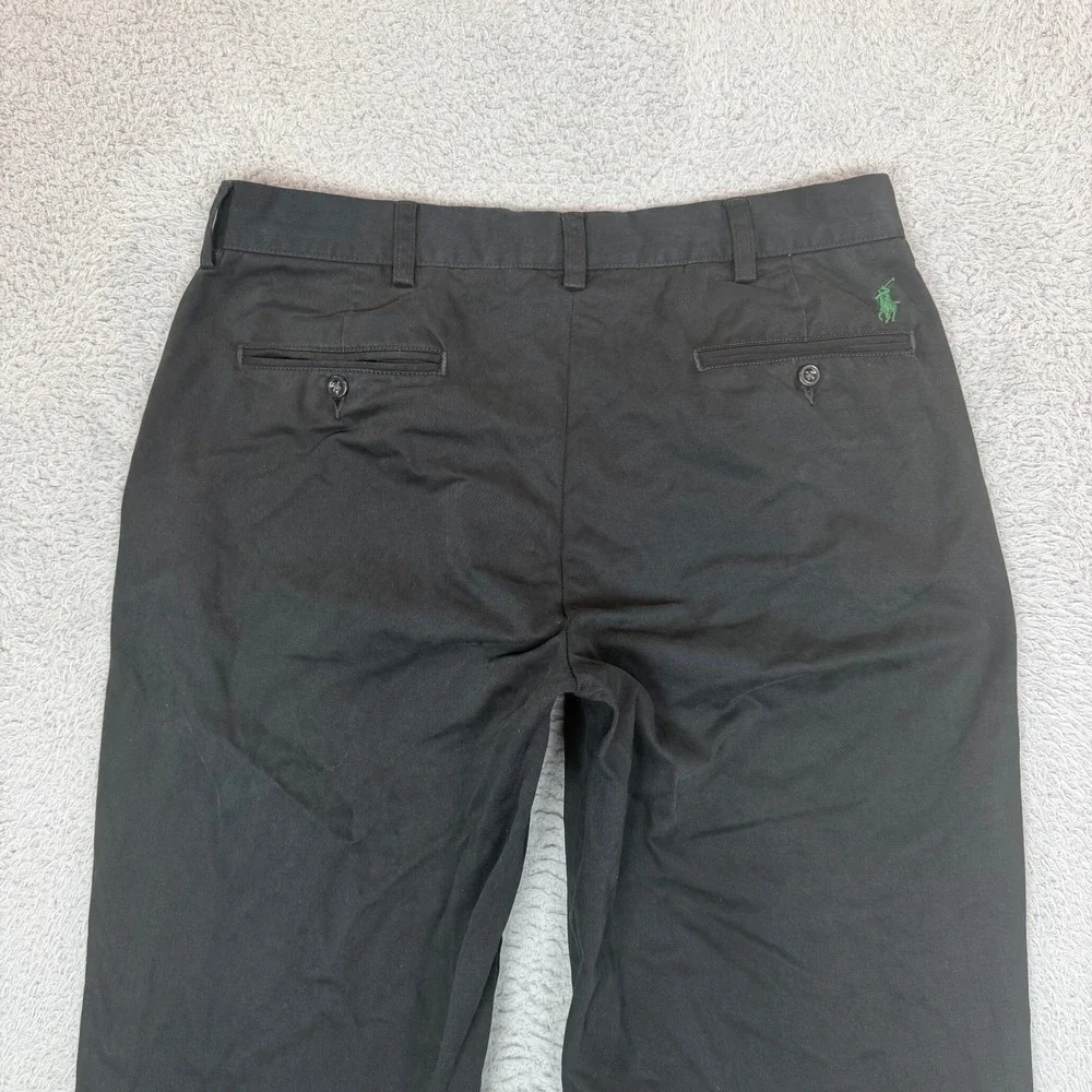 Vintage Polo Ralph Lauren Mens Preston Pant Black Cotton Chino Straight 34x30
